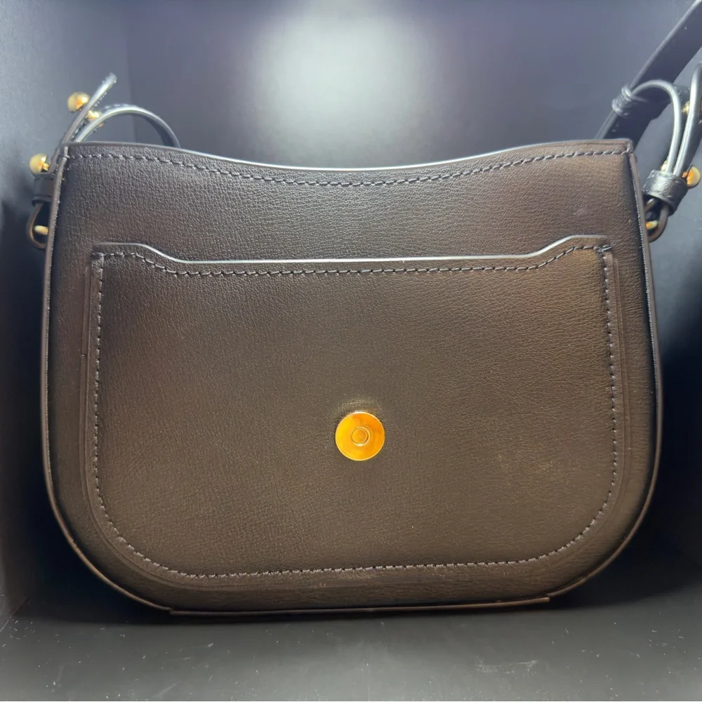 Marc Jacobs Black and Gold Rider Saddle Leather Bag - Picture 8 of 11